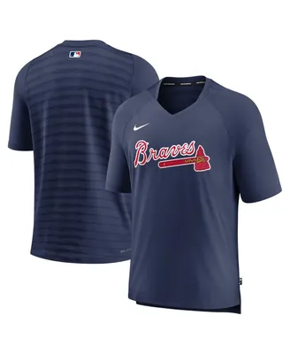 Men's Nike Navy Atlanta Braves Authentic Collection Pregame Raglan Performance V-Neck T-shirt