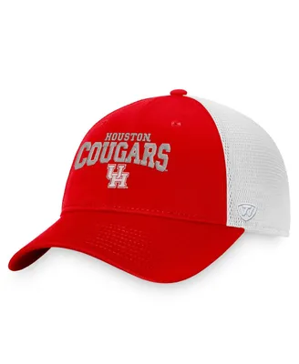 Men's Top of the World Red Houston Cougars Breakout Trucker Snapback Hat