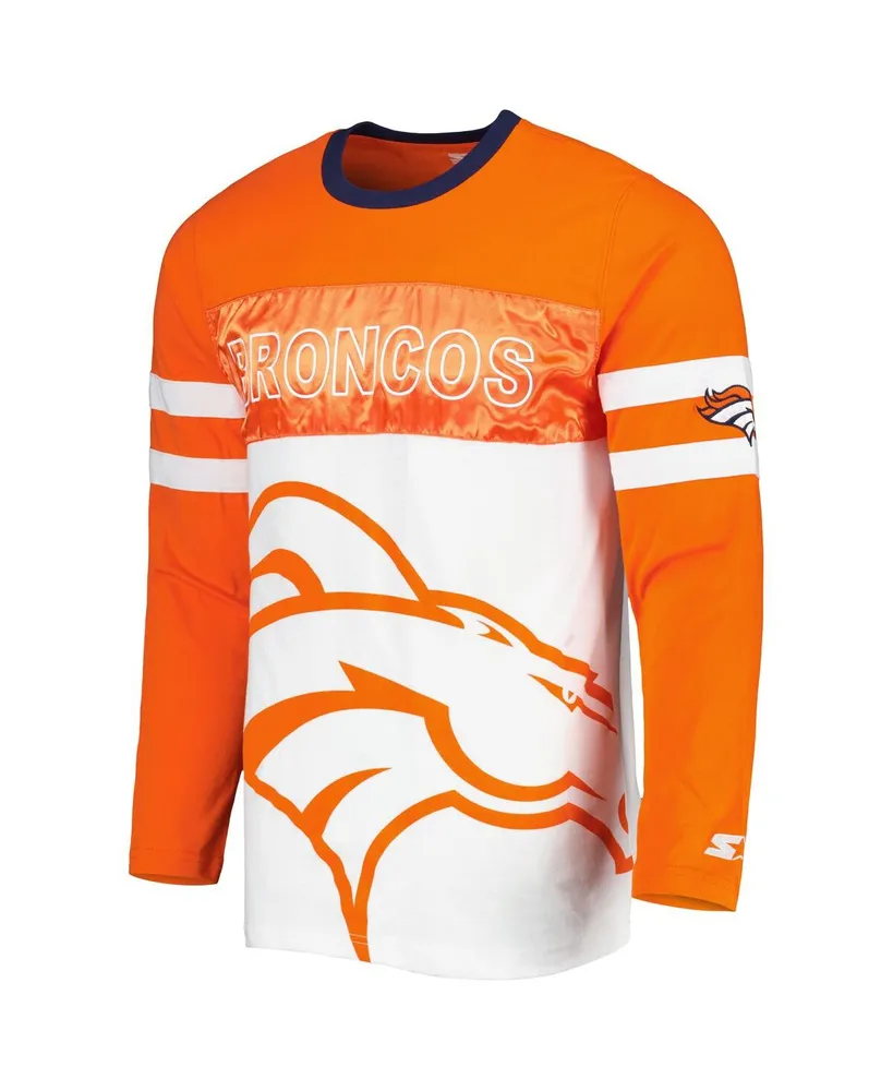 Men's Starter Orange, White Denver Broncos Halftime Long Sleeve T-shirt