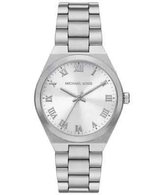 Michael Kors Women's Lennox Quartz Three-Hand Silver-Tone Stainless Steel Watch 37mm