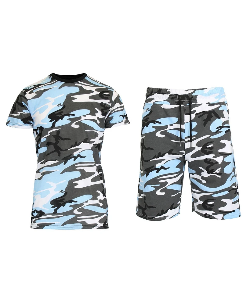 Galaxy By Harvic Men's Camo Short Sleeve T-shirt and Shorts, 2-Piece Set