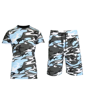 Galaxy By Harvic Men's Camo Short Sleeve T-shirt and Shorts, 2-Piece Set