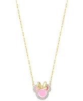 Disney Cubic Zirconia & Pink Enamel Minnie Mouse 18" Pendant Necklace in 18k Gold-Plated Sterling Silver