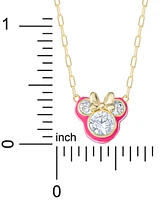 Disney Cubic Zirconia & Pink Enamel Minnie Mouse 18" Pendant Necklace in 18k Gold-Plated Sterling Silver