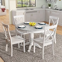 5 Pieces Dining Table And Chairs Set For 4 Persons, Kitchen Room Solid Wood Table With 4 Chair