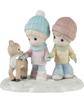 Precious Moments A Winter Walk is Warmer with You Bisque Porcelain Figurine