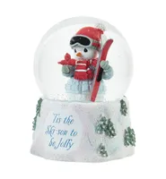 Precious Moments Tis The Ski-Son To Be Jolly Annual Snowman Resin, Glass Musical Snow Globe