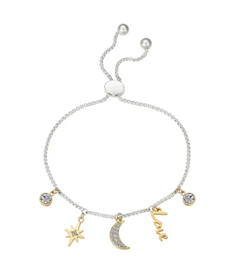 Unwritten Crystal Moon and Star 14K Gold Flash Plated and Bracelet - Gold Two