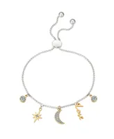 Unwritten Crystal Moon and Star 14K Gold Flash Plated and Bracelet - Gold Two