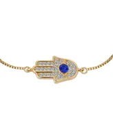 Unwritten Blue and Clear Crystal Hamsa Hand Bracelet