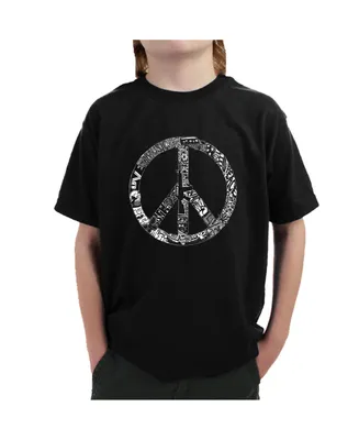 Big Boy's Word Art T-shirt - Peace, Love, & Music