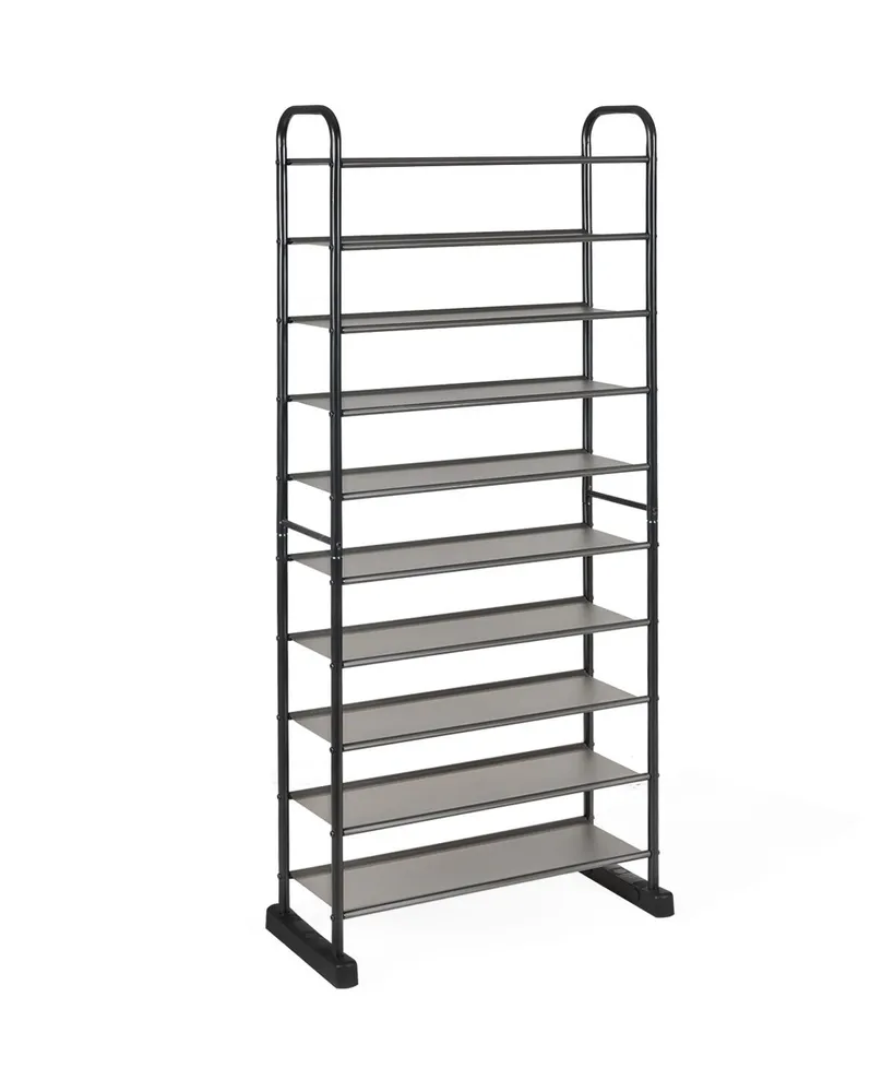 10-Tier Shoe Rack Space-saving Shoe Organizer W/Metal Frame Shoe Tower