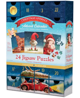Eurographics Incorporated Christmas Animals Advent Calendar 24 Jigsaw Puzzles, 24 x 50 Pieces