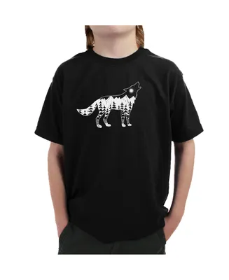 Big Boy's Word Art T-shirt - Howling Wolf
