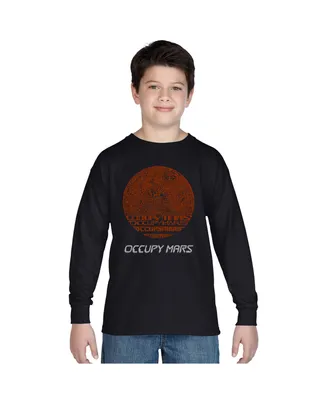 La Pop Art Boys Word Long Sleeve T-shirt - Occupy Mars