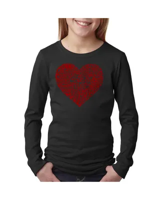 Big Girl's Word Art Long Sleeve T-Shirt - Country Music Heart