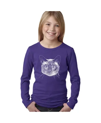 Big Girl's Word Art Long Sleeve T-Shirt - Siamese Cat