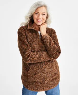 Style & Co Petite Quarter-Zip Sherpa Pullover Sweatshirt, Created for Macy's