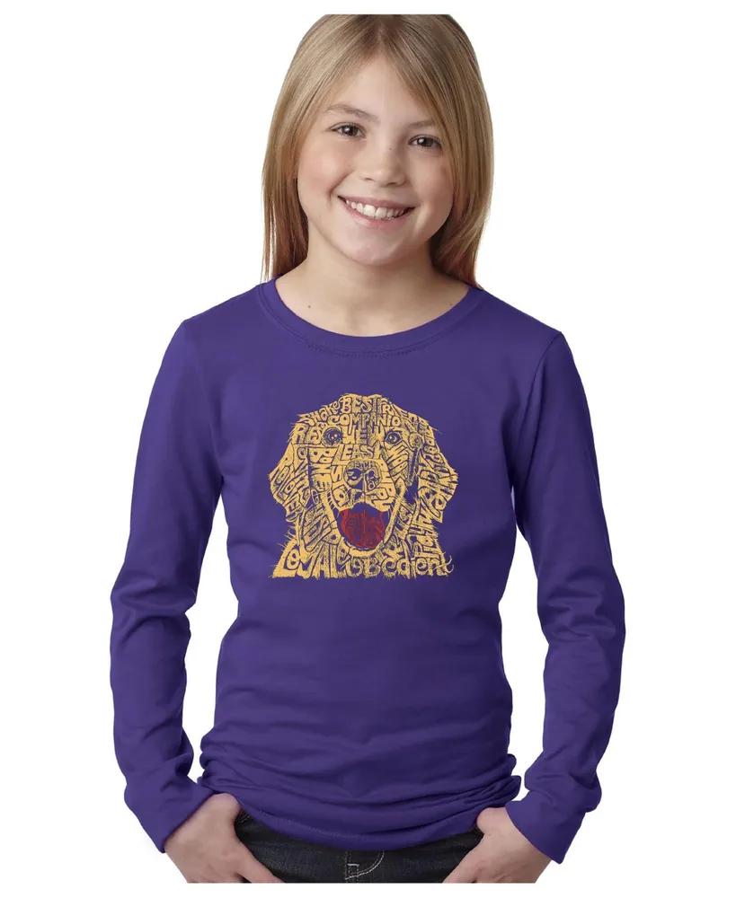 Big Girl's Word Art Long Sleeve T-Shirt - Dog