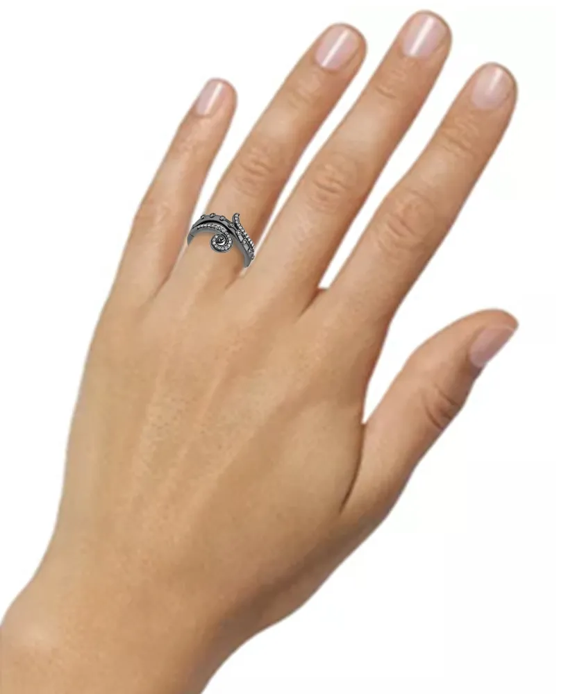 Enchanted Disney Fine Jewelry Diamond Ursula Ring (1/10 ct. t.w.) in Black Rhodium-Plated Sterling Silver - Black Rhodium