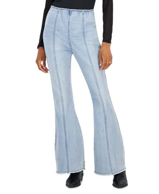 Tinseltown Juniors' Seamed High-Waist Flare-Leg Jeans, Created for Macy's