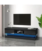 51.1" Modern Tv Stand With Led Lights, High Glossy Front Tv Cabinet