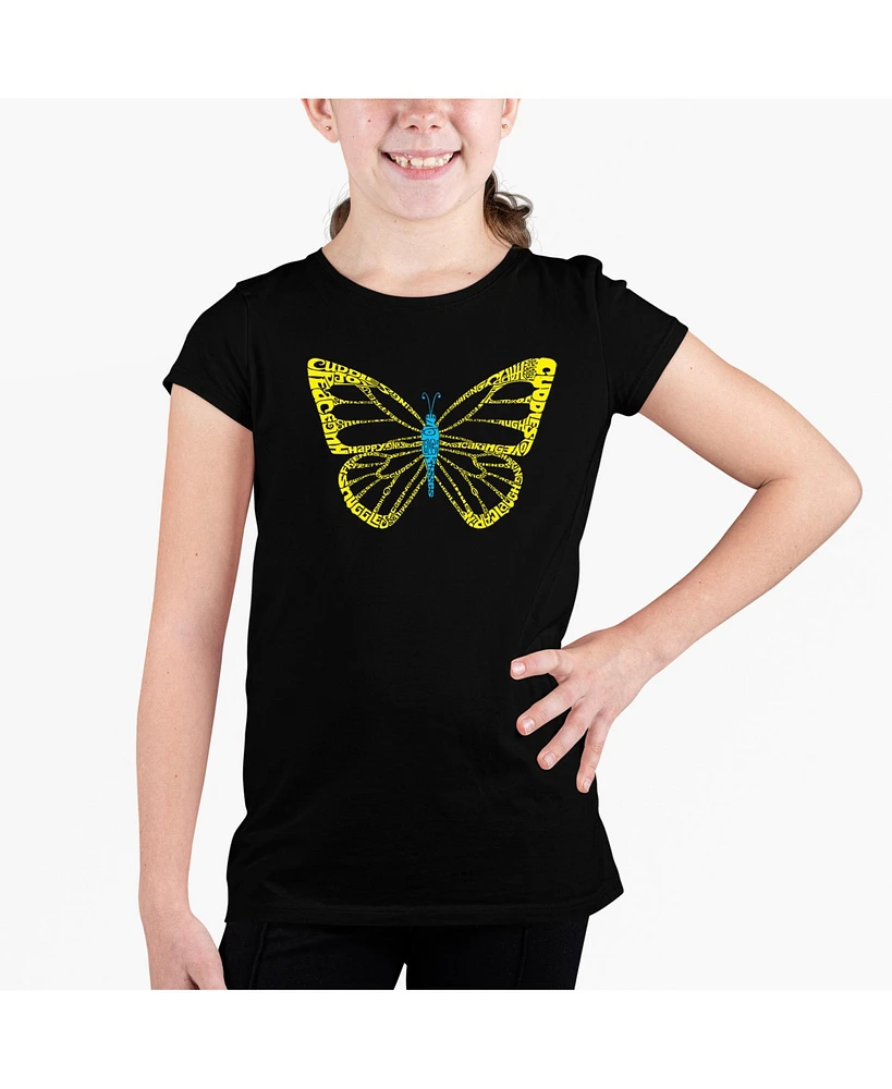 La Pop Art Girls Word T-shirt - Butterfly