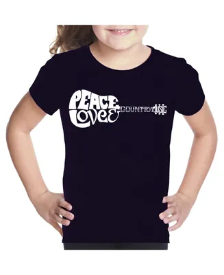 Big Girl's Word Art T-shirt - Peace Love Country