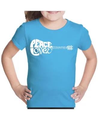 Big Girl's Word Art T-shirt - Peace Love Country