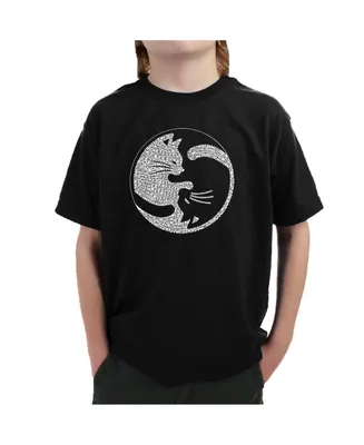 Big Boy's Word Art T-shirt - Yin Yang Cat