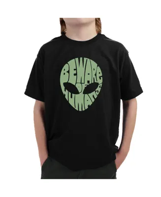 Big Boy's Word Art T-shirt - Beware of Humans