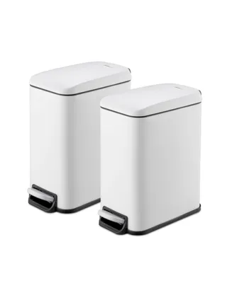 QualiaZero Two 1.3 Gallon Slim Step On Trash Can Set, 2 Pieces, Twin Pack