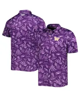 Men's Columbia Purple Washington Huskies Super Terminal Tackle Omni-Shade Polo Shirt