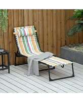 Outsunny Outdoor Folding Chaise Lounge Chair, Portable Lightweight Reclining Garden Sun Lounger with Four-Position Adjustable Backrest for Patio