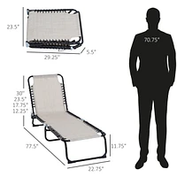 Outsunny Outdoor Folding Chaise Lounge Chair Portable Lightweight Reclining Garden Sun Lounger with 4-Position Adjustable Backrest for Patio, Deck