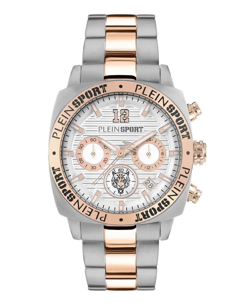 Plein Sport Men's Wildcat Rose Gold-Tone, Silver-Tone Stainless Steel Bracelet Watch 40mm