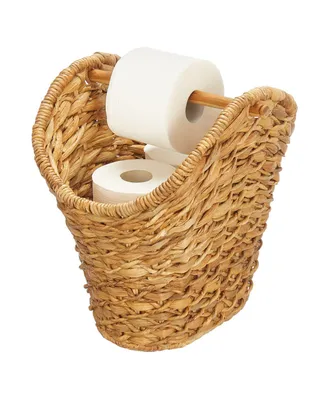 mDesign Water Hyacinth Toilet Paper Dispenser Basket for Bathroom