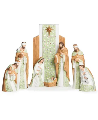 13" H 8 Piece Set Nativity Mistletoe