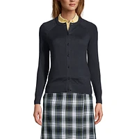 Lands' End Women's School Uniform Cotton Modal Cardigan Sweater