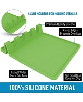 Extra Large Silicone Utensil Rest with Drip Pad for Multiple Utensils