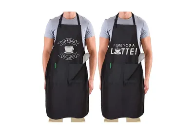 Zulay Kitchen Funny Aprons for Men, Women & Couples 2-Pc.