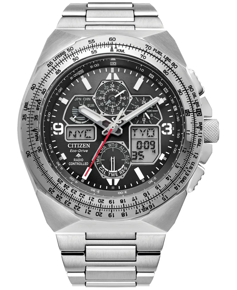 Citizen Eco-Drive Men's Chronograph Promaster Skyhawk Stainless Steel Bracelet Watch 46mm - Silver