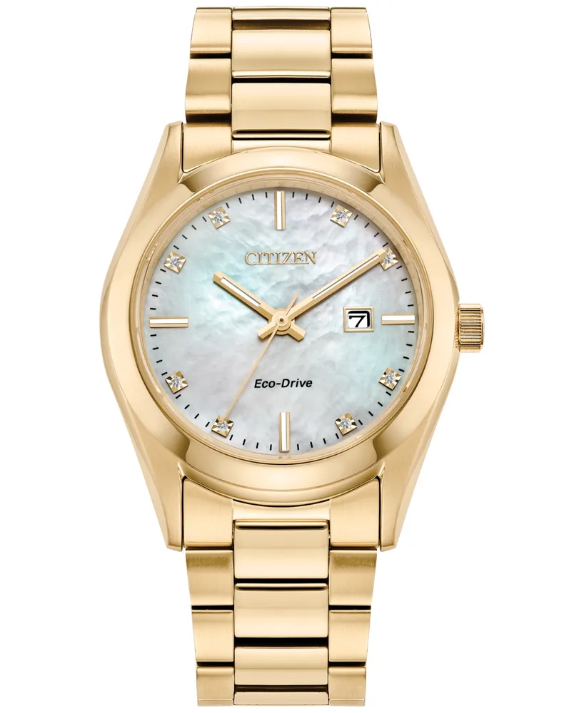 Citizen Eco-Drive Women's Sport Luxury Diamond Accent -Tone Stainless Steel Bracelet Watch 33mm