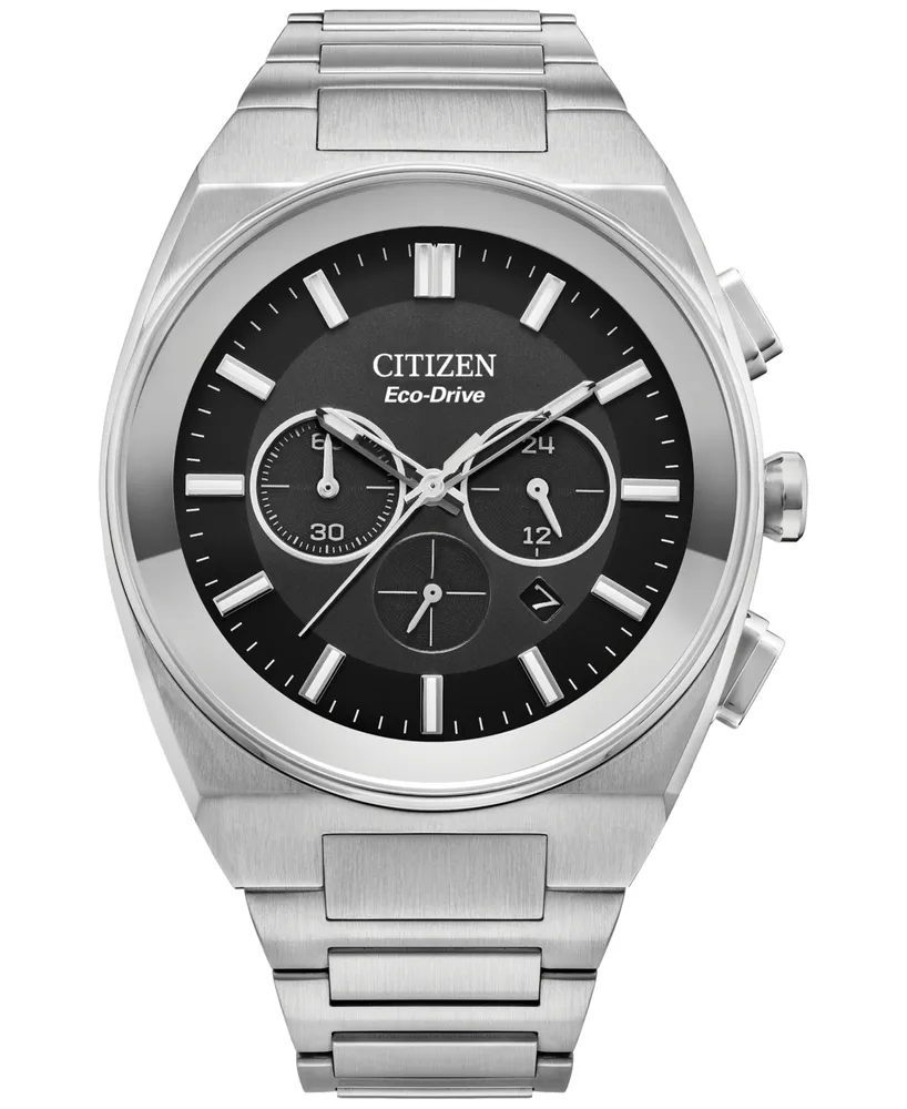 Citizen Eco-Drive Men's Chronograph Modern Axiom Stainless Steel Bracelet Watch 43mm - Silver