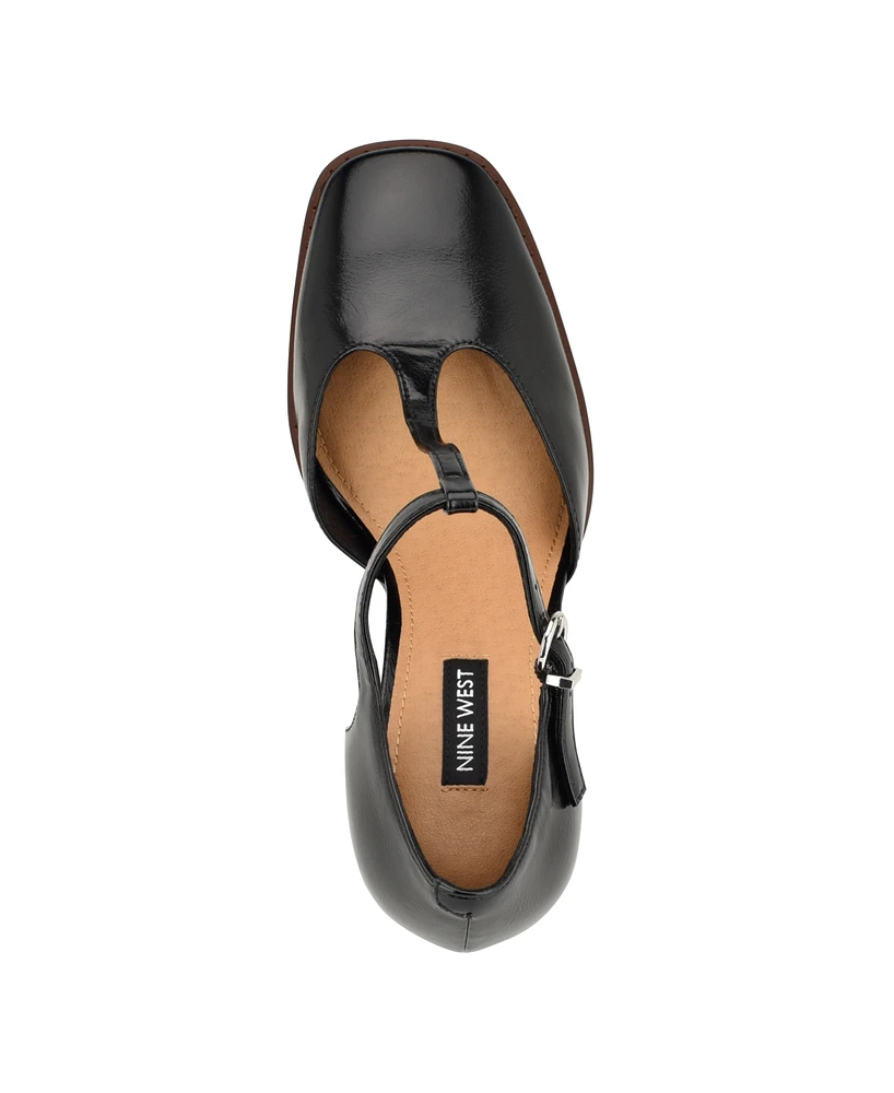 Nine West Women's Janky Block Heel Square Toe Dress Pumps