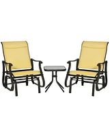 Outsunny 3pc Outdoor Gliding Chairs with Tea Table Set