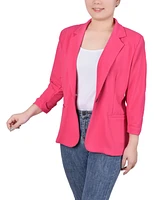 Ny Collection Women's 3/4 Sleeve Scuba Crepe Jacket