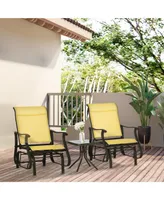 Outsunny 3pc Outdoor Gliding Chairs with Tea Table Set