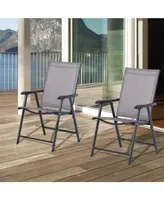 Outsunny Folding Outdoor Patio Chairs Set of 2 Stackable Portable for Deck, Garden, Camping and Travel