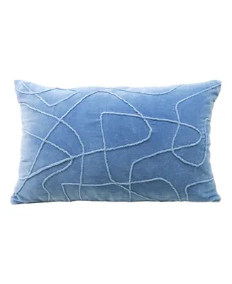 Vibhsa Linden Street Solid Velvet Embroidered Decorative Pillow, 14" x 24"